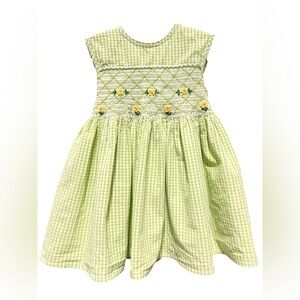 Gigles Green Gingham Smocked Dress | Girls Size 3